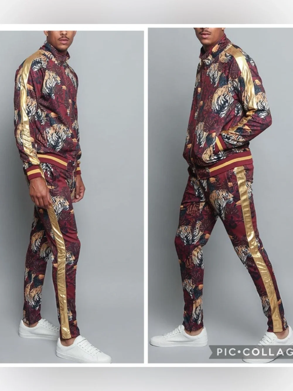 NWT G-Style USA Men's Royal Floral Tiger Tracksuit Set Tulsa King Size M NWT
